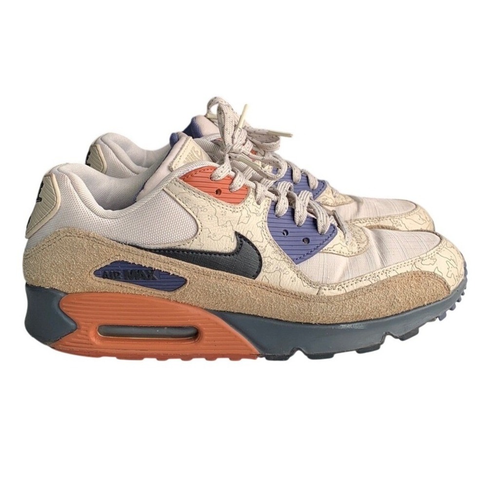 Nike Air Max 90 Gold Reptile Sneakers Mens 9.5 Cream Low Top Running Athletic
